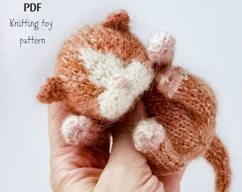 Amigurumi cute patterns and knitting toy: by KnitByMarynik on Etsy Knitting Toy, Sleeping Bunny, Sleeping Kitten, Knitted Cat, Knitting Patterns Toys, Knitted Animals, Mohair Yarn, Toy Pattern, Rabbit Toys