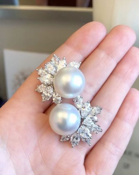 Fine Pearl Jewelry, Diamond Cluster Earrings, Pearl Design, July 28, Girls Love, Cluster Earrings, Diamond Cluster, These Girls, Half Moon