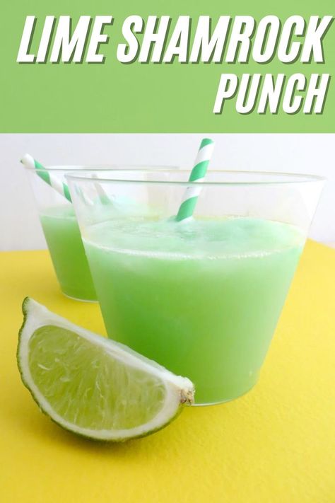 Lime Shamrock Punch Shamrock Punch, Drinks For Party, St Patricks Desserts, Green Punch Recipes, Fun Kids Drinks, Lime Sherbert, Easy Drinks To Make, Caffeine Free Drinks, Green Punch