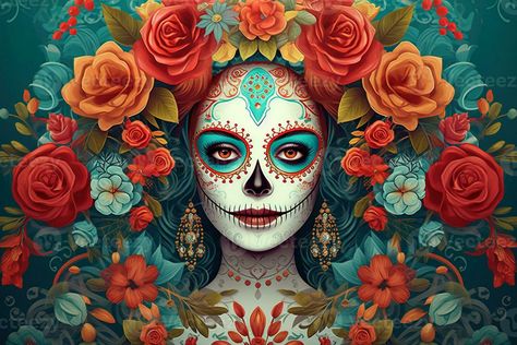 dia de los muertos affiche dans traditionnel mexicain style effectuer beauté de calavera catrina ai généré vacances personnage pour Accueil décor ou culturel un événement avec tête de mort femmes avec fleurs Women With Flowers, Skull Face, Traditional Mexican, Cultural Events, Mexican Style, Free Sign, Dia De Muertos, Photo Image, Royalty Free Stock Photos