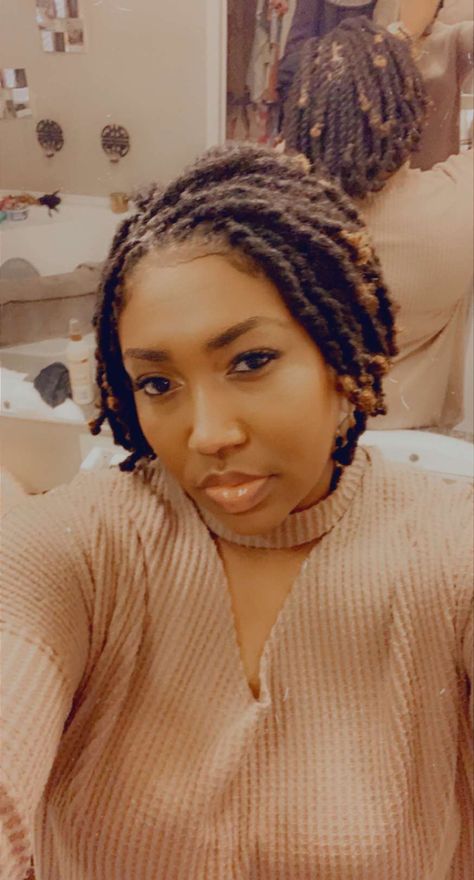 Rope Twists Short Locs, Loc Rope Twist Styles Short, Short Locs With Undercut Women, Rope Twist Locs Styles Short, Short Loc Rope Twists, Short Loc Bob Styles, Rope Twist On Short Locs, Rope Loc Styles, Black Hair Locs