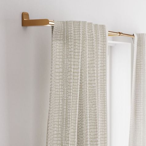 Cotton Canvas Bomu Curtains (Set of 2) - Platinum | West Elm Insulate Windows, Mid Century Curtains, Metal Curtain Rod, Top Treatments, Metal Curtain, How To Hang, Curtains Living, African Mud Cloth, Cotton Curtains