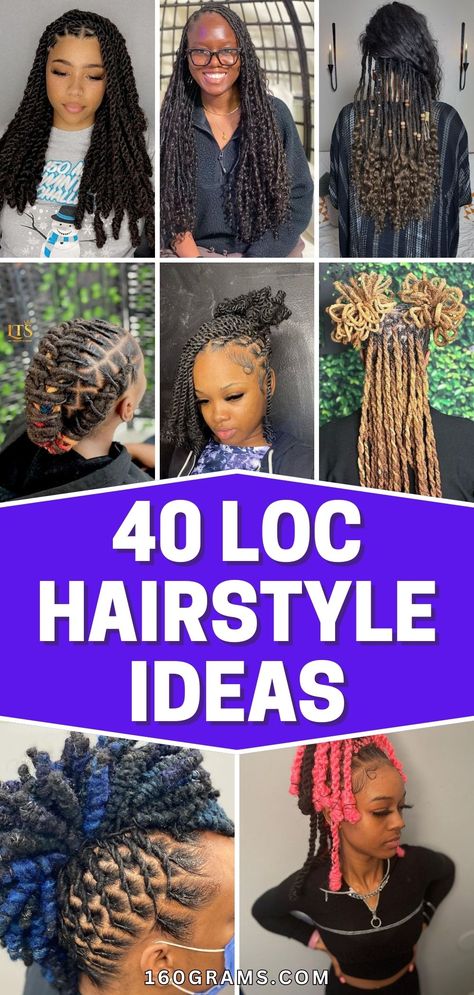 Save this pin for a variety of trendy loc styles perfect for any occasion! From elegant updos to boho chic vibes, these styles are sure to inspire your next look. #LocStyles #HairInspo #FashionBlog Dark Brown Dreads Black Women, Loc Styles On Long Locs, Updo Loc Styles For Women Long, Updos For Short Locs, French Roll Loc Style, Loc Mohawk Styles Women, Loc Down Styles, Elegant Loc Updo Styles Black Women, Sister Locs Style