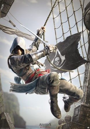 Black Flag Poster, Assassin's Creed Black Flag, Assassin's Creed Black, Black Flag, Pirate Ship, Video Games, Flag, Black, Video Game