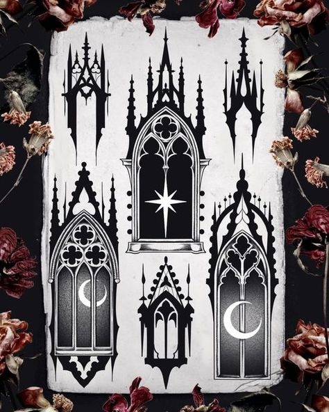 Gothic Windows Tattoo, Cathedral Tattoo, Paris Tattoo, Gothic Windows, Gothic Cathedral, Creepy Tattoos, Getting A Tattoo, Spooky Tattoos, Gothic Tattoo