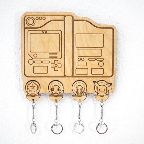 Pokemon Fabric, Pokemon Nintendo, Pokemon Poster, Wooden Key Holder, Laser Engraved Ideas, Pokemon Gifts, Pokemon Pokedex, Laser Engraved Wood, Organization Decor