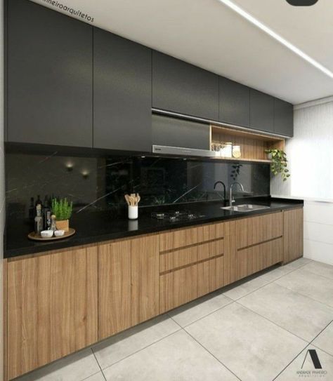 Small Modern Kitchens, Best Kitchen Design, Kitchen Tiles Design, Aesthetic Kitchen, Modern Kitchen Interiors, Kitchen Cabinets Decor, Kitchen Interior Design Modern, Kitchen Design Plans, 아파트 인테리어