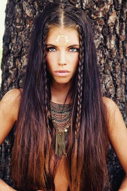 Boho Makeup, Hairstyles Design, Fest Outfits, Estilo Hippy, Mode Hippie, Hippie Hair, Estilo Hippie, Stil Boho, Bohemian Hairstyles