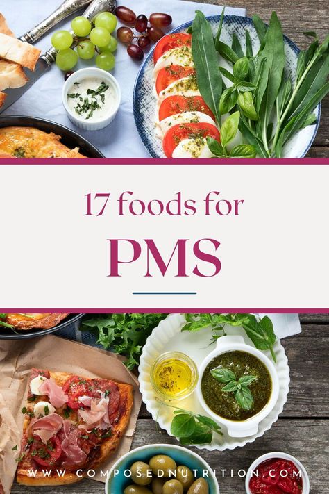 Learn which foods to include to reduce PMS and period cramps during your luteal phase! This post will give you a list foods that you can include in your daily meals and recipes to support your luteal phase with nutrition, reduce symptoms, and find PMS relief! Find more period hacks and PMS tips at composednutrition.com. Recipes For Period, Food For Period, Period Cravings, Period Cramp, Period Cramp Relief, Menstrual Phase, Cycle Phases, Period Cycle, Cramp Relief