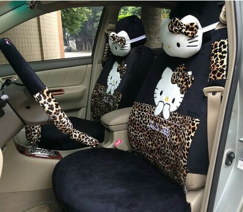 Hello Kitty Car Accessories, Hello Kitty Car, Girly Car Accessories, Car Deco, Girly Car, Cute Car Accessories, Car Seat Cover Sets, Car Inspiration, Car Steering Wheel