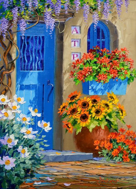 March Painting, Dioxazine Purple, Mexican Art Painting, Mikki Senkarik, Cadmium Yellow, Landscape Painting Tutorial, Ultramarine Blue, White Leaves, Cottage Art