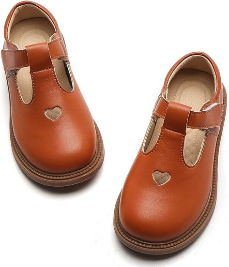 Amazon.com | DADAWEN Girls Dress Shoes Mary Jane Flats Back to School Party Wedding Shoes(Toddler/Little Kid/Big Kid) Brown US Size 11 M Little Kid | Flats Shoes Mary Jane, School Uniform Shoes, Fall Winter Shoes, Kids Flats, Back To School Party, Girls Dress Shoes, Girls Fall, Toddler Girl Shoes, School Party