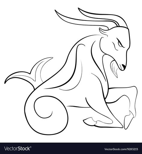 Capricorn Line Art, Capricorn Drawing Zodiac, Capricorn Drawing, Capricorn Symbol, Zodiac Sign Capricorn, Art Vector Illustration, Cute Disney Characters, Symbol Drawing, Capricorn Tattoo