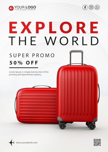 Luggage Ads, Luggage Photography, Bag Ads, Brand Posters, Bag Poster, Luggage Red, Travel Flyer, Cricket Logo, Facebook Ads Design