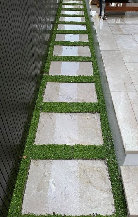 Instant ground cover infill between pavers with Plant Tiles of Dichondra repens. Pavers Ground Cover, Dichondra Lawn, Plant Tiles, Dichondra Repens, Lawn Free Yard, Tiles Australia, Arizona Landscaping, Cement Pavers, Garden Pavers