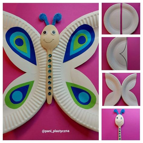 Paper Plate Butterfly Craft Preschool, Paper Plate Butterfly Craft, Paper Plate Butterfly, Insect Crafts, Toddler Arts And Crafts, Preschool Arts And Crafts, Easy Arts And Crafts, Spring Crafts For Kids, Hand Crafts For Kids