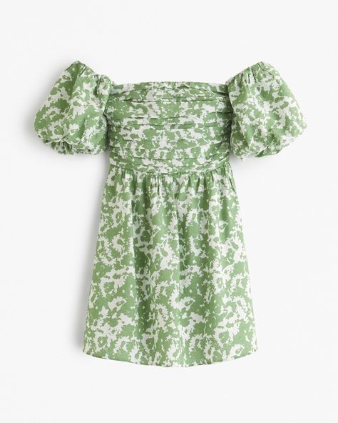 Emerson mini | Abercrombie.com Abercrombie And Fitch Dresses, Green Floral Pattern, Casual Evening, Green Floral Dress, Short Sleeve Mini Dress, Strapless Mini Dress, New Arrival Dress, Mini Dress With Sleeves, American Apparel