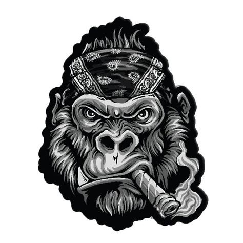 Biker Bandanas, Gorillas Art, Gorilla Tattoo, Biker Tattoos, Monkey Art, Edward Hopper, Head Tattoos, Chicano Art, Flash Art