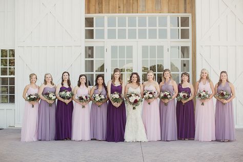 Crafty Wedding Ideas, Ombre Bridesmaid Dresses, Blue Bridesmaid Dresses Short, Lavender Ombre, Rapunzel Wedding, Plum Bridesmaid, White Sparrow Barn, White Sparrow, Plum Bridesmaid Dresses