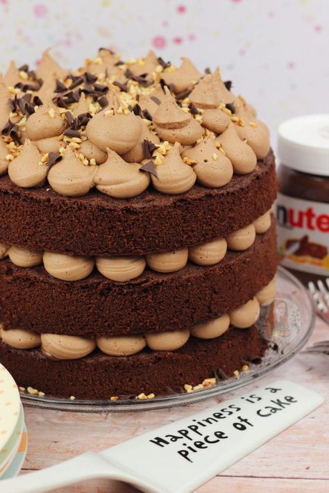 Nutella Cake! - Jane's Patisserie Nutella Buttercream Frosting, Janes Patisserie, Nutella Buttercream, Cake Filling Recipes, Nutella Cake, Chocolate Cake Decoration, Drip Cakes, Cake Decorating Tips, Sweet Cakes