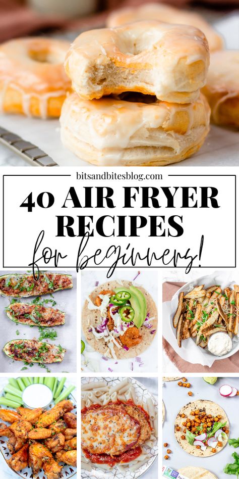 40 easy air fryer recipes for beginners! From air fryer donuts to the perfect air fryer french fries to even air fryer dessert recipes. This is your go-to post for all your beginner air fryer recipes. Best Air Fryer Recipes For Beginners, Creative Air Fryer Recipes, The Best Air Fryer Recipes, Easy Air Fryer Meals For Two, Geek Chef Air Fryer Recipes, Air Fryer Desserts Easy Recipes Healthy, 2qt Air Fryer Recipes, Popular Air Fryer Recipes, College Air Fryer Recipes