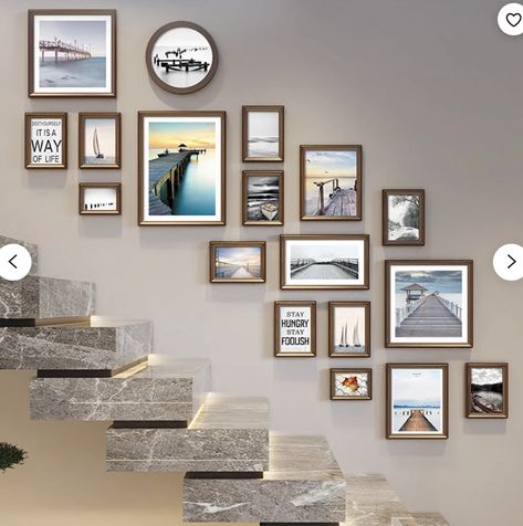 Wall Staircase, Stairway Gallery Wall, Staircase Pictures, Picture Collages, Gallery Wall Staircase, Stairs Decor, Staircase Wall Decor, Stairway Decorating, Decor Shelves