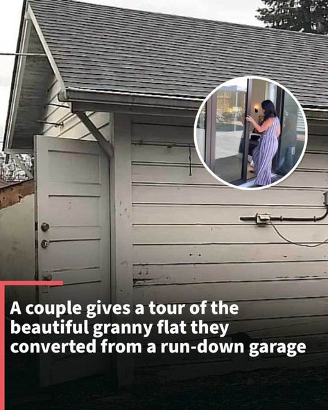 A couple turn their dilapidated garage into a functional and beautiful granny flat through help of Maxable Space. Granny Flat Above Garage, Backyard Granny Flat, Garage Conversion Apartment Granny Flat, Garage Into Granny Flat, Convert Double Garage To Granny Flat, Unique Shower, Accessory Dwelling Unit, Old Garage, Garage Conversion