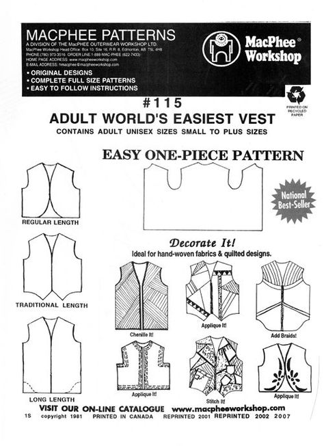 medieval vest pattern - Google Search Vest Pattern Sewing, Handwoven Garments, Barcelona Jacket, Vest Pattern Free, Nancy Notions, Vest Sewing Pattern, Machine Knit, Medieval Clothes, Knit Ideas