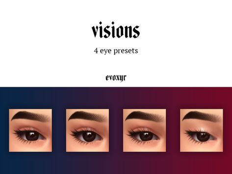 visions ; eye presets | evoxyr on Patreon Sims 4 Nesurii, Sims 4 Eyes Presets Maxis Match, S4cc Presets, Ts4cc Presets, Sims 4 Cc Eyes Preset Shape, Sims 4 Cosmetics Cc, Sims4cc Presets, Ts4 Cas Cc, Sims4 Eye Preset