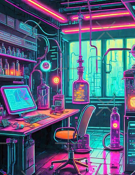 Cyberpunk Evil Lab IIII by SilverSunStudio | Redbubble Cyberpunk Lab, Cyberpunk Room, Neon Cyberpunk, Rave Gear, Fashion Clothes, Cyberpunk, Science Poster, Stranger Things Fanart, Sell Your Art