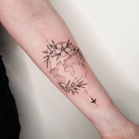 10 Best Globe Tattoo Ideas You Have To See To Believe! | Outsons | Men's Fashion Tips And Style Guides Globe Tattoo Ideas, World Globe Tattoos, Wanderlust Tattoos, Globe Tattoo, Natur Tattoo Arm, Globe Tattoos, Airplane Tattoos, Map Tattoos, World Tattoo