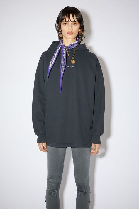 Acne Studios – Women’s Sweatshirts Black Hooded Sweatshirt, Acne Studio, Paisley Scarves, Studio Logo, Fashion Studio, Cotton Style, Black Hoodie, Hooded Sweatshirt, High Fashion