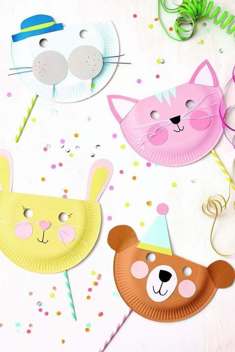 Kids Sewing Crafts, Carnival Crafts, Fun Projects For Kids, Diy Sewing Gifts, Masks Crafts, Animal Crafts For Kids, Animal Activities, Paper Plate Crafts, Animal Masks