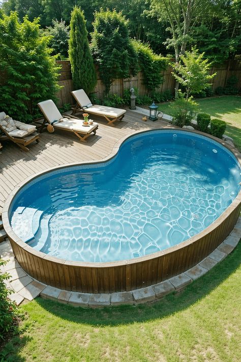 14 AMAZING Above Ground Pool Ideas to Inspire (+ Bar Addon) Above Ground Pool Ideas Small Backyard, Doughboy Pool Ideas, Above Ground Pool Small Deck, Aboveground Pool Ideas, Manson House, Backyard Above Ground Pool Ideas, Small Pool Ideas, Best Above Ground Pool, Outside Pool