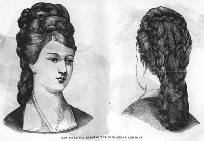 Looped braids 1870s Hair, 1870s Hairstyles, Edwardian Accessories, 1860s Hairstyles, Victorian Era Hairstyles, Period Hairstyles, 1800s Hairstyles, 19th Century Hair, Steampunk Hair