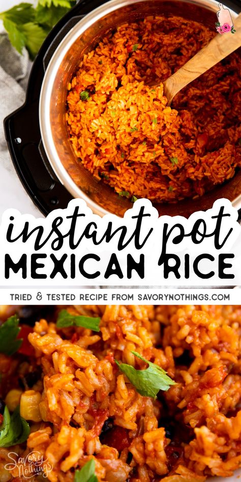 Instant Pot Spanish Rice Recipe, Instant Pot Spanish Rice, Instant Pot Mexican Rice, Mexican Side Dish, Instant Pot Mexican, Mexican Rice Recipe, Mexican Side, Mexican Rice Easy, Spanish Rice Recipe