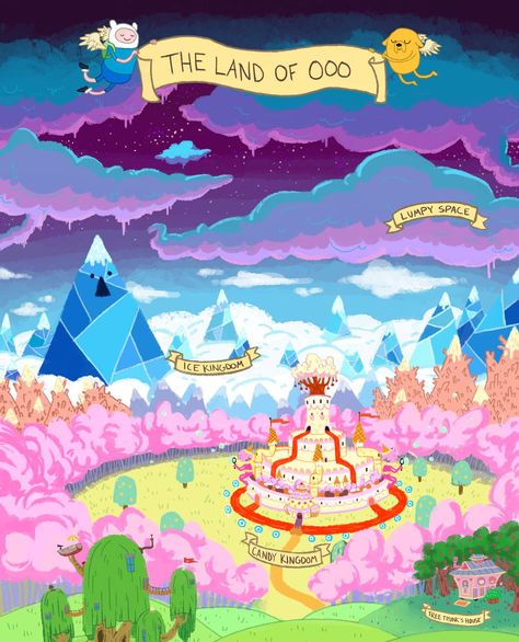 Adventure Time - Land of Ooo Map Part 1 The Land Of Ooo, Adventure Time Parties, Land Of Ooo, Adventure Time Wallpaper, Bravest Warriors, Adventure Time Finn, Jake The Dogs, Ice King, Wallpaper Dekstop