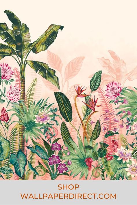 Jungle Pattern Wallpapers, Rainforest Painting, Rainforest Mural, Jungle Flowers Illustration, Tropical Jungle Illustration, Tropical Prints Pattern, Jungle Wallpaper Tropical Prints Monkey, Indian Motif, Jungle Design