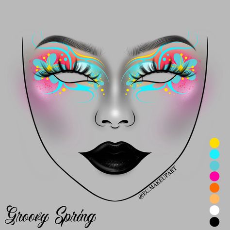 If you recreate this look please give credit where its due 🥹🫶✨ #egmakeupart #cutemakeuplooks #colorfulmakeuplooks #groovyart #groovymakeup #spring #springflower #flowermakeup #brightmakeup #hawaiimakeup #hawaii Creative Makeup Looks Eye Art, Crazy Makeup Ideas, Trippy Makeup, Makeup Chart, Painting Skin, Catwalk Makeup, Exotic Makeup, I Heart Makeup, Makeup Charts