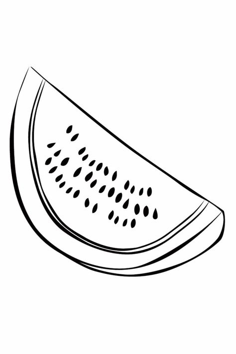 Watermelon Line Drawing, Watermelon Tattoo Black And White, Watermelon Outline, Watermelon Sketch, Watermelon Coloring Page, Someday Tattoo, Watermelon Coloring, Watermelon Tattoo, Preschool Counting Worksheets