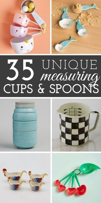 35 totally unique measuring cup and spoon sets to add some whimsy to your kitchen decor, or make perfect gifts for baking lovers! #decor #kitchen #ceramics Ceramic Measuring Cups And Spoons, Painted Measuring Cups, Aesthetic Measuring Cups, Cute Measuring Cups, Spoon Sets, Ceramic Measuring Cups, Kitchen Ceramics, Kitschy Decor, Ceramic Chicken