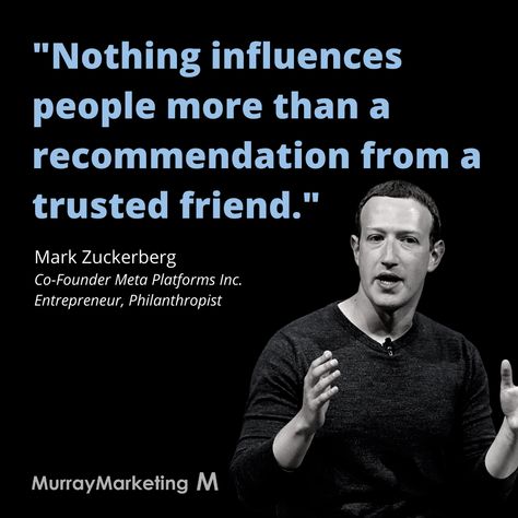 WOM (Word-Of-Mouth) Marketing is the ultimate win for marketers. Not only is it free, but who do you trust more than your friends and family? This quote from Mark Zuckerberg reiterates just that. 🔥 #MarketingMonday - - - #DigitalMarketing #WOMMarketing #SocialMediaMarketing #SocialMediaAdvertising #Meta #MarkZuckerberg #MarketingQuote #SmallBusiness Word Of Mouth Quotes, Advertising Quotes Marketing, Mouth Quote, Social Media Meme, Motivation Posters, Kearney Nebraska, Word Of Mouth Marketing, Advertising Quotes, Marketing Department