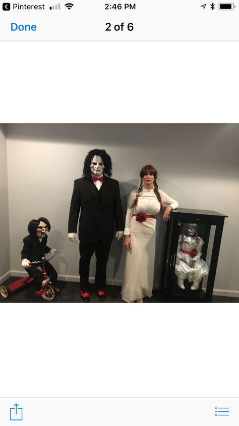 Jigsaw And Annabelle Costume, Casal Halloween, Annabelle Costume, Halloween Engagement, Diy Costumes Kids, Costumes Kids, Halloween Costumes Makeup, Costumes Ideas, Halloween 2024