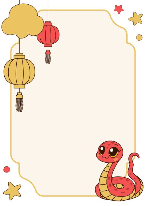 Use this customizable Red Gold Chinese Illustrated Snake Lunar New Year Page Border A4 Document Blank template and find more professional designs from Canva. #red #gold #classic #CNY #Chinese #China #lunar #new #year #snake #illustrated #holiday #decor #a4 #page #border #fun #playful #document #blank #letter #celebration #festive #decoration #personal #personalize #canva #template Snake Border Design, Chinese New Year Snake, Cny Illustration, Snake Border, Chinese New Year Template, Chinese New Year Illustration, New Year Clipart, Snake Wallpaper, Free Printable Stationery