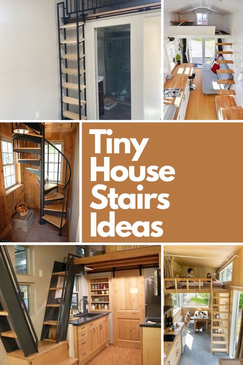 Transform your tiny home with these 44 unique staircase ideas! From space-saving designs like folding stairs and hidden storage steps to stylish spiral staircases, this post is packed with inspiration. Discover creative ways to maximize your space while adding personality to your tiny house. Whether you're looking for functionality or flair, these staircase ideas will help you find the perfect fit for your home. Check out the full blog post for all the tips and designs! Tiny Loft Stairs, Stairways To Lofts, Attic Stair Railing, Tiny Staircase Ideas, Winder Stairs Small Space, Small Footprint Staircase, Steep Staircase Ideas, Tiny Home Staircase Ideas, Space Saving Staircase Ideas