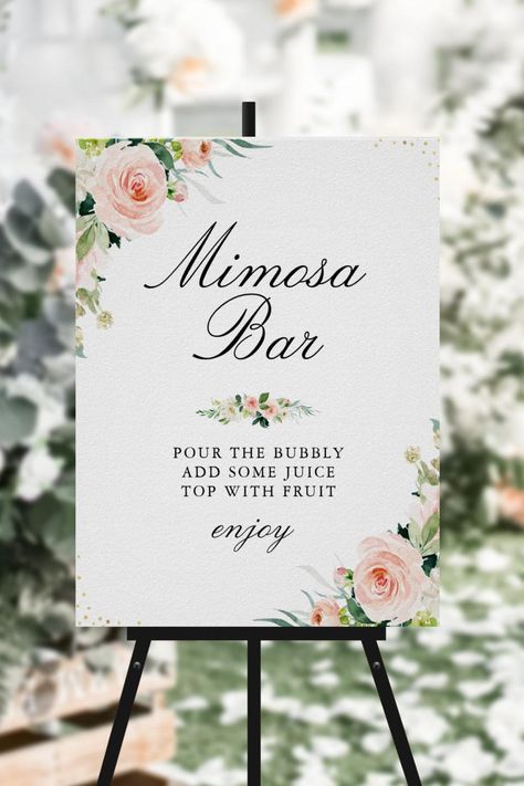 Pink blush floral bridal shower mImosa bar sign Bridal Shower Mimosa Bar, Bridal Shower Mimosa, Mimosa Bar Sign, Mimosa Bar, Shower Supplies, Floral Bridal Shower, Bar Sign, Floral Bridal, Pink Blush