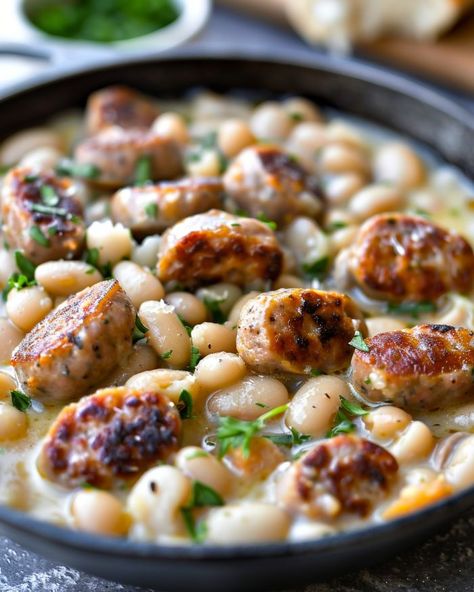 Beans And Cheese, Beans And Sausage, Bread Dishes, Grilled Cheese Recipes, Cozy Meals, Delish Recipes, Chicken Sausage, Vegetarian Options, Side Salad