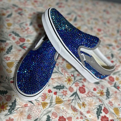 New Never Worn Besides To Try On. Women’s 8.5 Men’s 7. Rhinestone Vans, Vans Shoes Custom, Custom Rhinestone, Van Color, Blue Vans, Vans Blue, Shoes Custom, Womens Vans, Vans Shoes