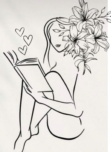 Girl Reading Tattoo, Reading Tattoo, Book Lover Tattoo, Abstract Sketches, Autumn Tattoo, Bookish Tattoos, Faith Tattoo, Pencil Sketch Images, Mandala Tattoo Design