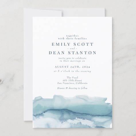 Coastal Wedding Invitations, Watercolor Bridal Shower Invitations, Ocean Watercolor, Nautical Wedding Invitations, Watercolor Beach, Watercolor Wedding Invitation, Wedding Watercolor, Sea Wedding, Ocean Wedding